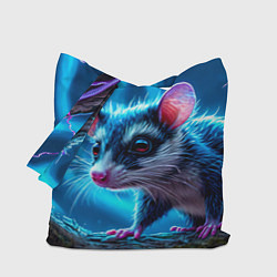 Сумка-шопер Опоссум в синей туманности, цвет: 3D-принт