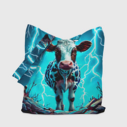 Сумка-шопер Корова в разрядах молнии, цвет: 3D-принт