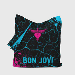 Сумка-шопер Bon Jovi - neon gradient по-центру, цвет: 3D-принт