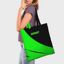Сумка-шопер Sport чёрно-зелёный, цвет: 3D-принт — фото 2