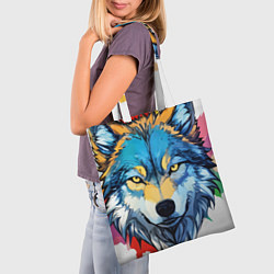 Сумка-шопер Волк яркий арт, цвет: 3D-принт — фото 2