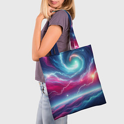 Сумка-шопер Spiral neon galaxy - ai art fantasy, цвет: 3D-принт — фото 2