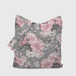 Сумка-шоппер Розовые розы на сером