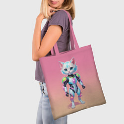 Сумка-шопер Funny kitten - cyberpunk, цвет: 3D-принт — фото 2