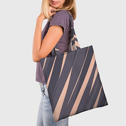 Сумка-шопер Перламутровый серый полосы, цвет: 3D-принт — фото 2