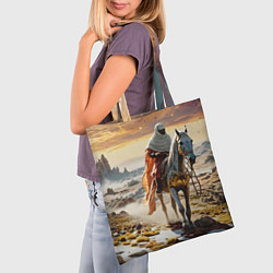 Сумка-шопер В пустыне на коне, цвет: 3D-принт — фото 2