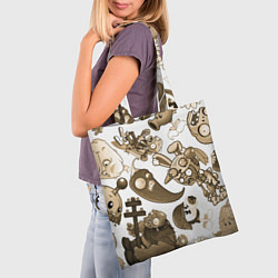 Сумка-шопер Растения против зомби в бежевых тонах, цвет: 3D-принт — фото 2