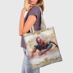 Сумка-шопер Человек - паук розы и узоры, цвет: 3D-принт — фото 2