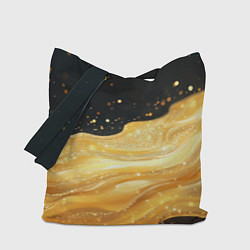 Сумка-шоппер Золотистая материя на черном фоне