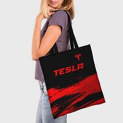 Сумка-шопер Tesla - red gradient посередине, цвет: 3D-принт — фото 2