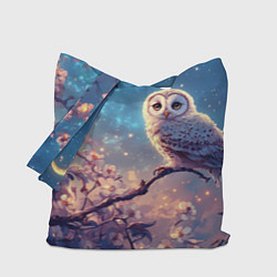 Сумка-шопер Сова на фоне ночного неба, цвет: 3D-принт