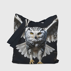 Сумка-шоппер Белая сова на темном фоне