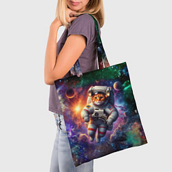 Сумка-шопер Котик бравый космонавт - неон, цвет: 3D-принт — фото 2