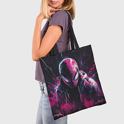 Сумка-шопер Человек-паук и розовая краска, цвет: 3D-принт — фото 2