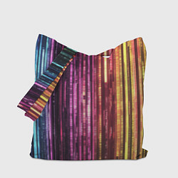 Сумка-шопер Неоновый и переливающийся киберпанк узор, цвет: 3D-принт