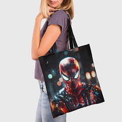 Сумка-шопер Человек-паук и вспышки света, цвет: 3D-принт — фото 2