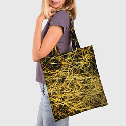 Сумка-шопер Золотое плетение на черном, цвет: 3D-принт — фото 2