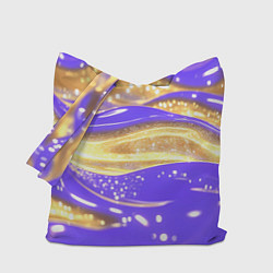 Сумка-шопер Фиолетово-золотая жидкая текстура, цвет: 3D-принт