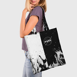 Сумка-шопер Nasa черно белый огонь, цвет: 3D-принт — фото 2