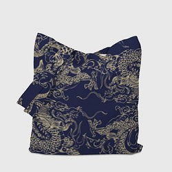 Сумка-шоппер Золотые драконы на синем