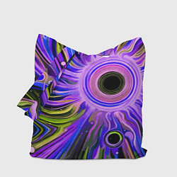 Сумка-шопер Абстрактный неоновый космос - чёрная дыра, цвет: 3D-принт