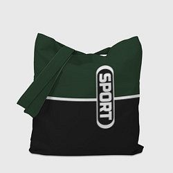 Сумка-шопер Sport зелёно-чёрный с полосой, цвет: 3D-принт