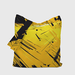Сумка-шопер Желтая краска на черном фоне, цвет: 3D-принт