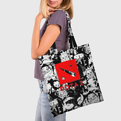 Сумка-шопер Dota черно белые персонажи, цвет: 3D-принт — фото 2