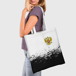 Сумка-шопер Россия черно белые краски, цвет: 3D-принт — фото 2