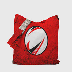 Сумка-шопер Красно-белый мяч для регби, цвет: 3D-принт