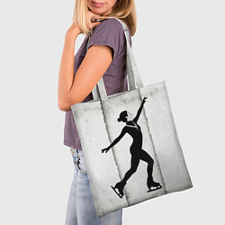 Сумка-шопер Фигуристка на сером, цвет: 3D-принт — фото 2