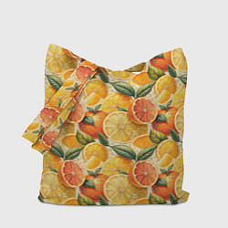 Сумка-шопер Апельсиновый фреш сочные дольки, цвет: 3D-принт
