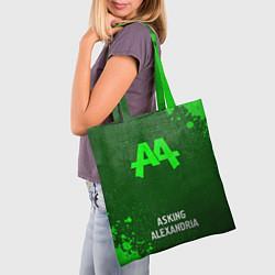 Сумка-шопер Asking Alexandria - green gradient по-центру, цвет: 3D-принт — фото 2