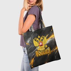 Сумка-шопер Россия черно-желтый фон, цвет: 3D-принт — фото 2