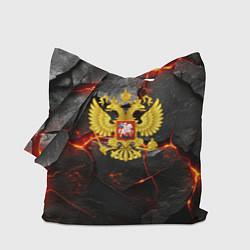 Сумка-шопер Герб России на фоне объемных плит, цвет: 3D-принт