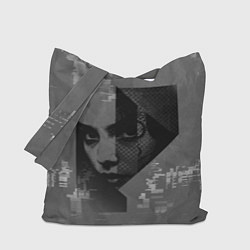 Сумка-шопер Девушка на фоне гличей, цвет: 3D-принт