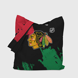 Сумка-шопер Чикаго Блэкхокс - брызги красок, цвет: 3D-принт