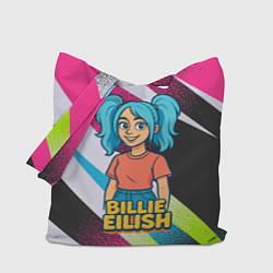 Сумка-шопер Билли Айлиш в стиле мультфильма, цвет: 3D-принт