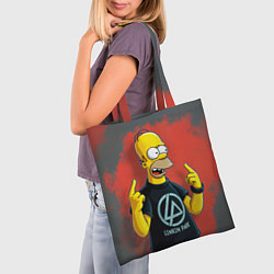 Сумка-шопер Гомер в футболке Linkin Park, цвет: 3D-принт — фото 2