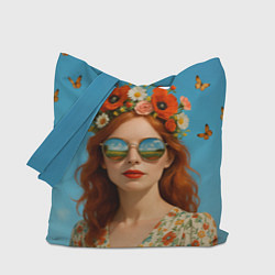 Сумка-шопер Девушка в очках, цвет: 3D-принт