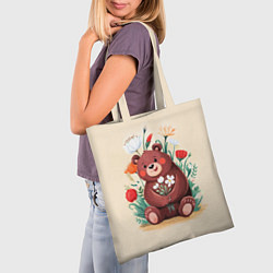 Сумка-шопер Мишаня с букетом, цвет: 3D-принт — фото 2