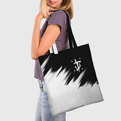 Сумка-шопер Doom краски черно белый, цвет: 3D-принт — фото 2