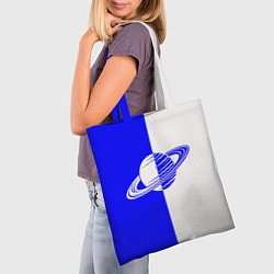 Сумка-шопер Сатурн сине-белый, цвет: 3D-принт — фото 2