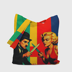 Сумка-шопер Чарли Чаплин против Мэрилин Монро поп-арт, цвет: 3D-принт