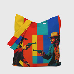 Сумка-шопер Перестрелка ковбоев поп-арт, цвет: 3D-принт