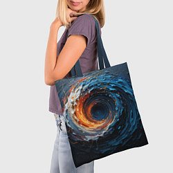 Сумка-шопер Краска синяя и оранжевая в форме вихря, цвет: 3D-принт — фото 2