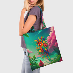 Сумка-шопер Попугай и тропики, цвет: 3D-принт — фото 2