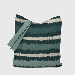 Сумка-шоппер Полосы зигзагообразные зеленые