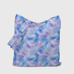 Сумка-шопер Узор из голубых и сиреневых перьев, цвет: 3D-принт