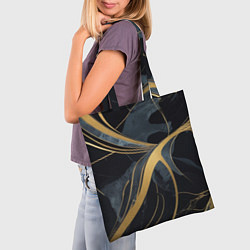 Сумка-шопер Мраморный узор с золотыми полосками, цвет: 3D-принт — фото 2